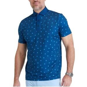 Redvanly Junian Golf Polo Shirt in Admiral Blue Size XL Flower Daisy Print
